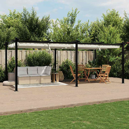 vidaXL Garden Gazebo with Retractable Roof Cream 3x6 m Aluminium