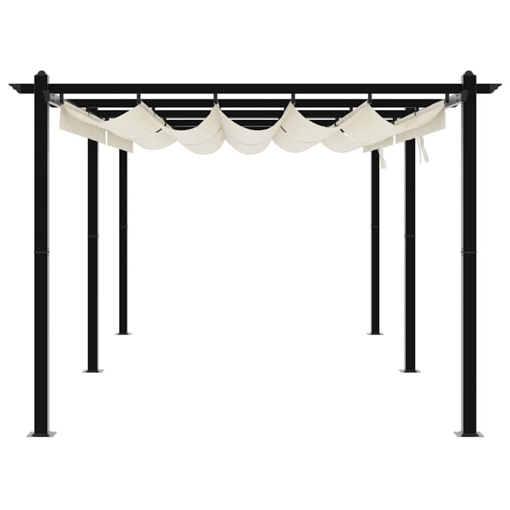vidaXL Garden Gazebo with Retractable Roof Cream 3x6 m Aluminium