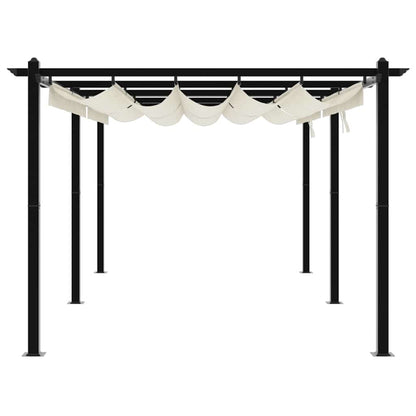 vidaXL Garden Gazebo with Retractable Roof Cream 3x6 m Aluminium
