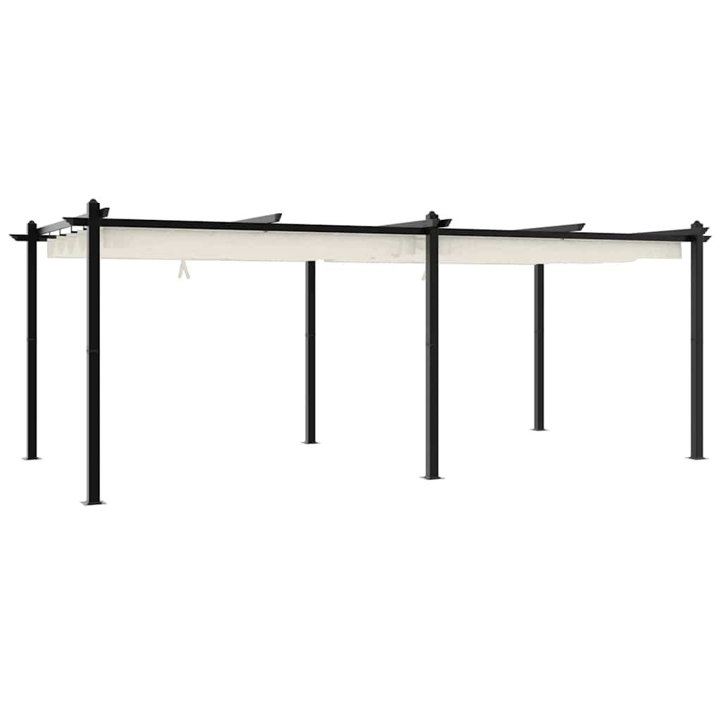 vidaXL Garden Gazebo with Retractable Roof Cream 3x6 m Aluminium