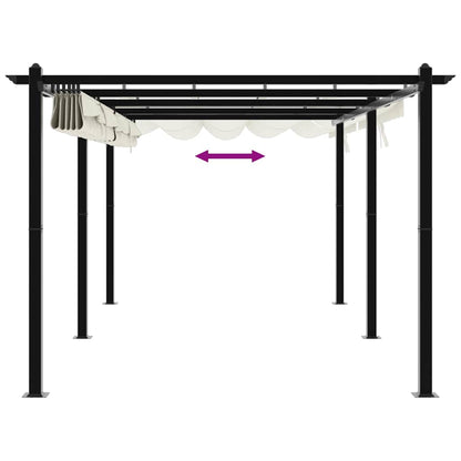 vidaXL Garden Gazebo with Retractable Roof Cream 3x6 m Aluminium