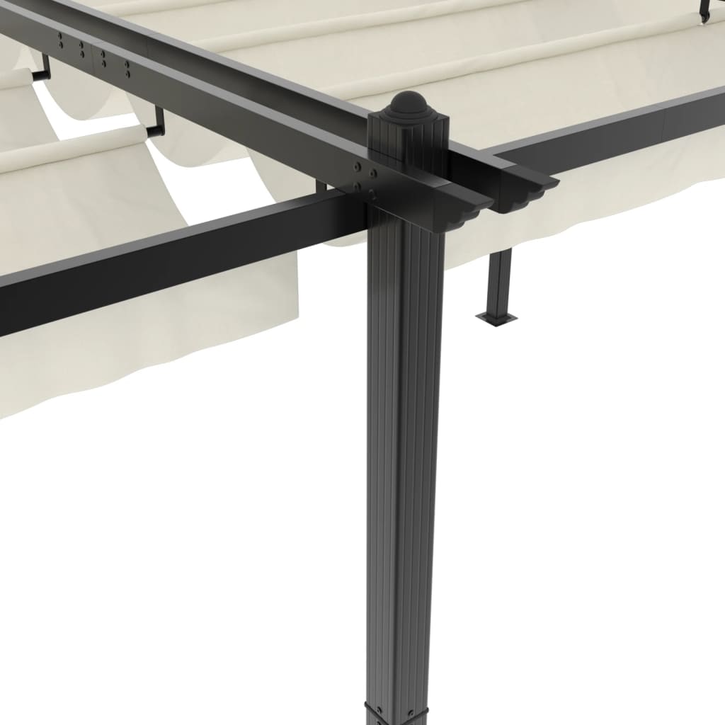 vidaXL Garden Gazebo with Retractable Roof Cream 3x6 m Aluminium