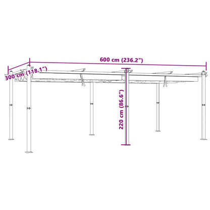 vidaXL Garden Gazebo with Retractable Roof Cream 3x6 m Aluminium