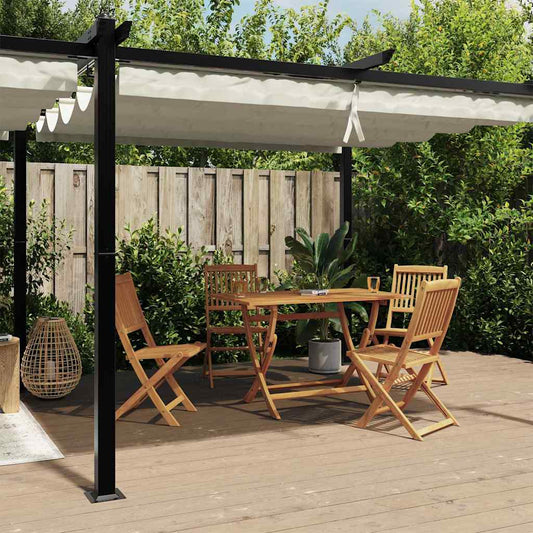 vidaXL Garden Gazebo with Retractable Roof Cream 3x6 m Aluminium