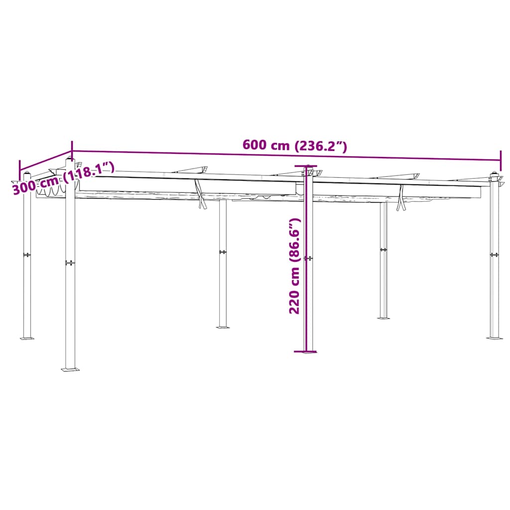 vidaXL Garden Gazebo with Retractable Roof Anthracite 3x6 m Aluminium