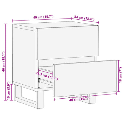 vidaXL Bedside Cabinet 40x34x46 cm Solid Wood Rough Mango