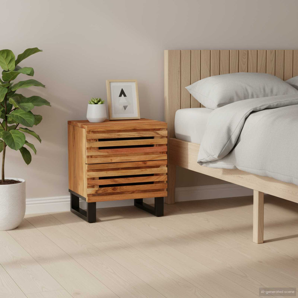 vidaXL Bedside Cabinets 2 pcs 40x34x46 cm Solid Wood Acacia