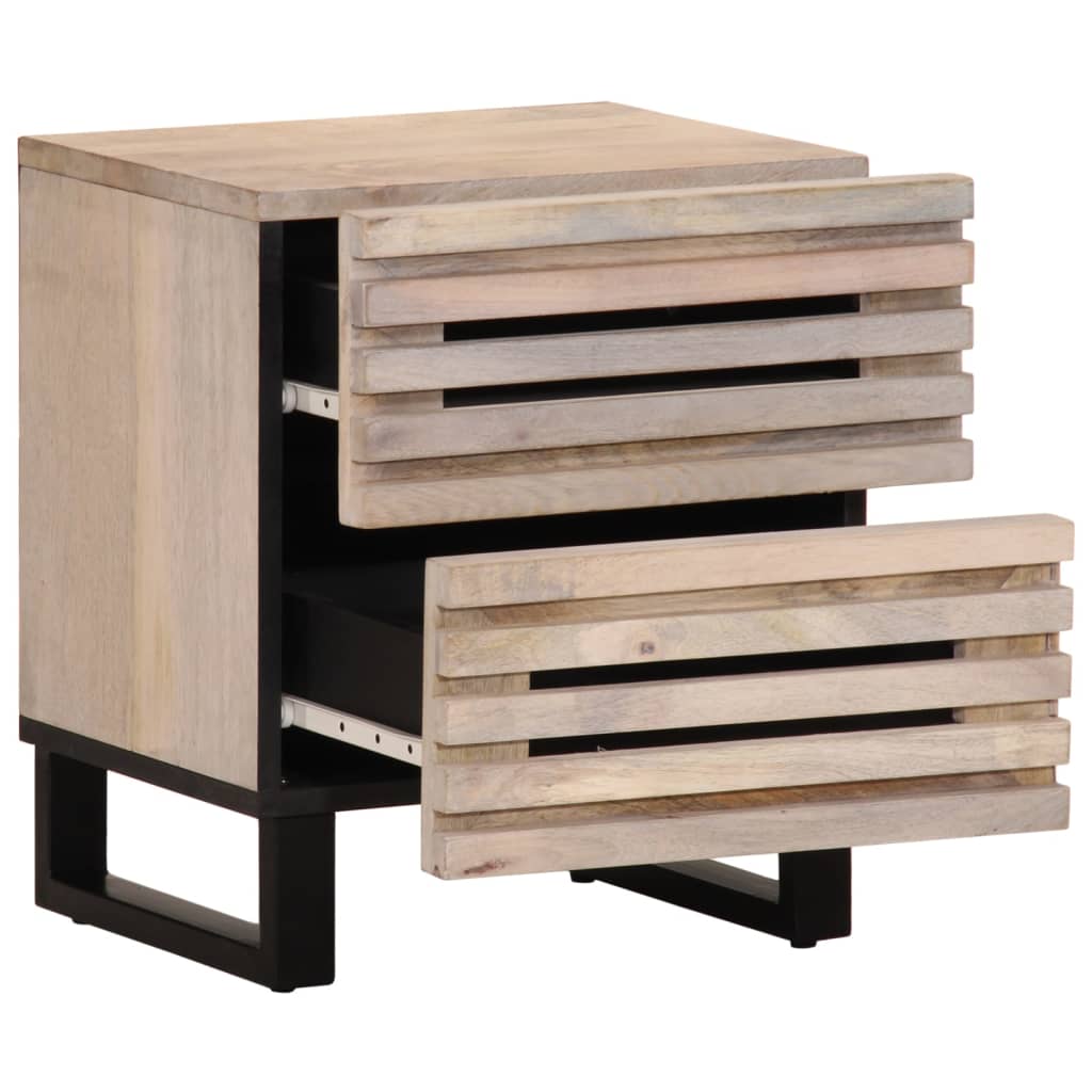 vidaXL Bedside Cabinet 40x34x46 cm Solid Wood Bleached Mango