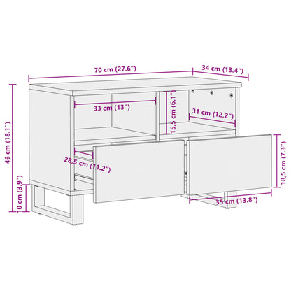 vidaXL TV Cabinet Brown 70x34x46 cm Solid Wood Mango