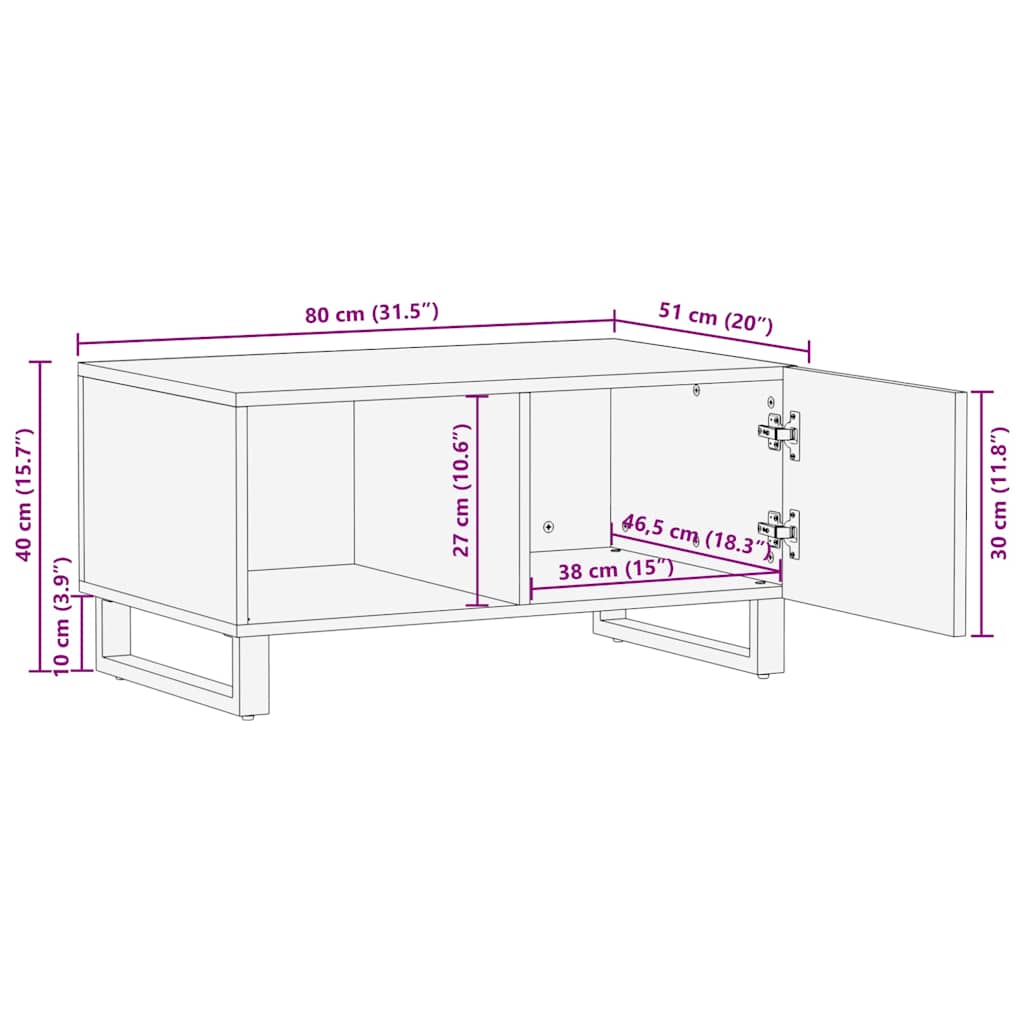 vidaXL Coffee Table 80x51x40 cm Solid Wood Acacia