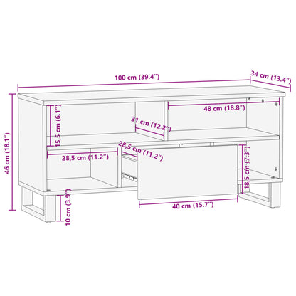 vidaXL TV Cabinet 100x34x46 cm Solid Wood Mango