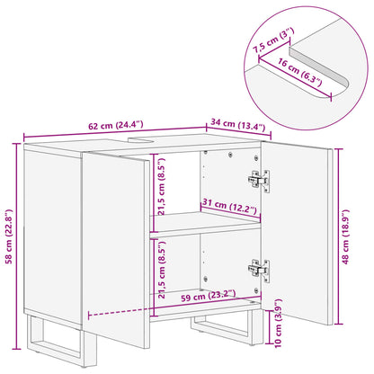 vidaXL Bathroom Sink Cabinet 62x34x58 cm Solid Wood Rough Mango