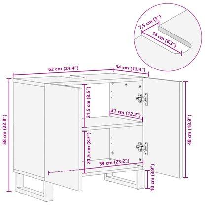 vidaXL Bathroom Sink Cabinet 62x34x58 cm Solid Wood Mango