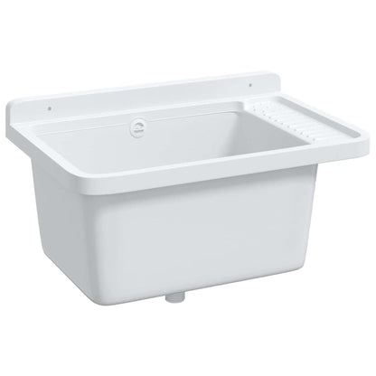 vidaXL Utility Sink for Wall Mounting White 60x40x28 cm Resin