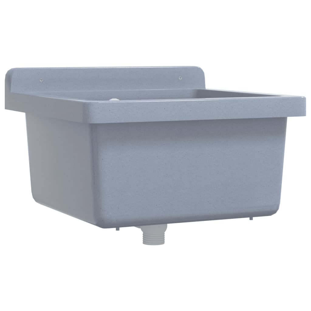 vidaXL Sink Washbasin for Wall Mounting Grey 40x40x24 cm Resin