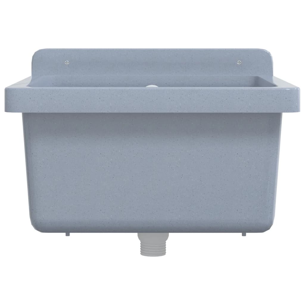 vidaXL Sink Washbasin for Wall Mounting Grey 40x40x24 cm Resin