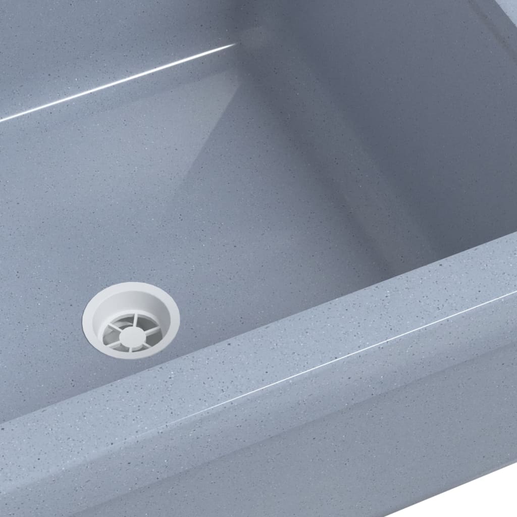 vidaXL Sink Washbasin for Wall Mounting Grey 40x40x24 cm Resin