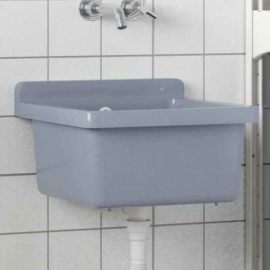 vidaXL Sink Washbasin for Wall Mounting Grey 40x40x24 cm Resin