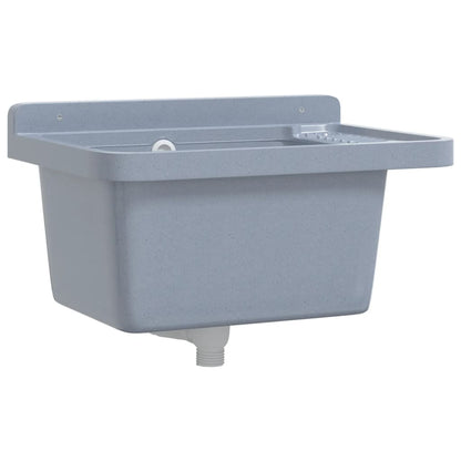 vidaXL Sink Washbasin for Wall Mounting Grey 50x35x24 cm Resin