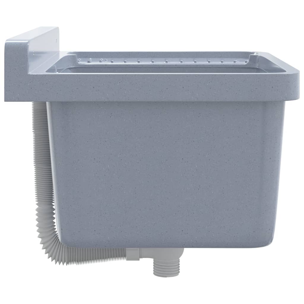 vidaXL Sink Washbasin for Wall Mounting Grey 50x35x24 cm Resin