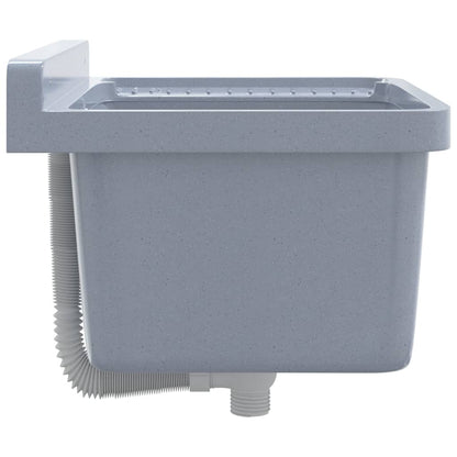 vidaXL Sink Washbasin for Wall Mounting Grey 50x35x24 cm Resin