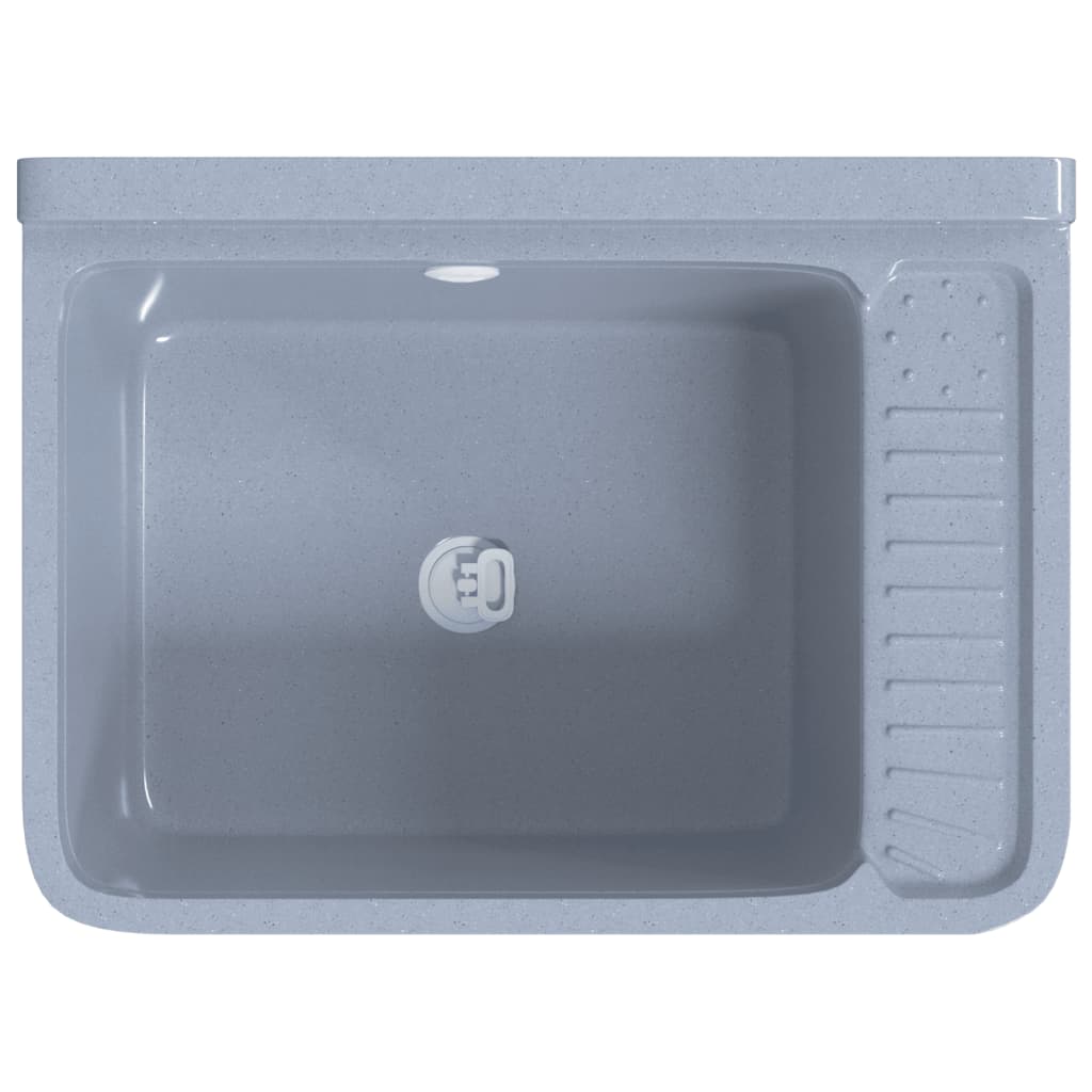 vidaXL Sink Washbasin for Wall Mounting Grey 50x35x24 cm Resin