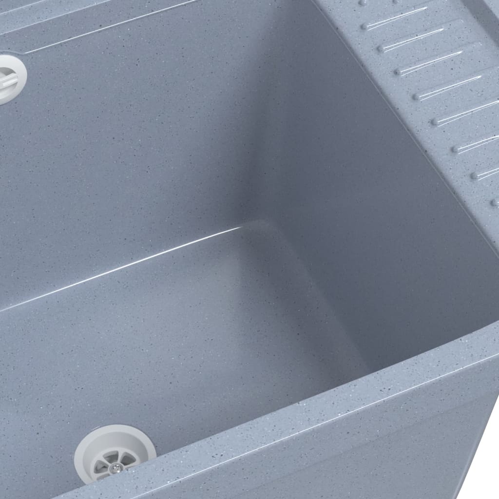 vidaXL Sink Washbasin for Wall Mounting Grey 50x35x24 cm Resin