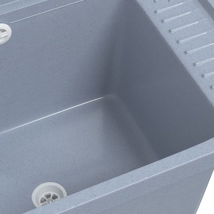 vidaXL Sink Washbasin for Wall Mounting Grey 50x35x24 cm Resin