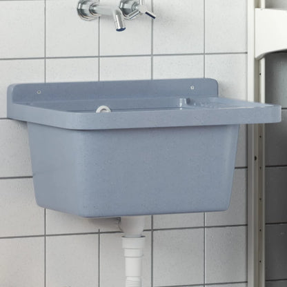 vidaXL Sink Washbasin for Wall Mounting Grey 50x35x24 cm Resin
