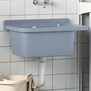 vidaXL Sink Washbasin for Wall Mounting Grey 60x40x28 cm Resin