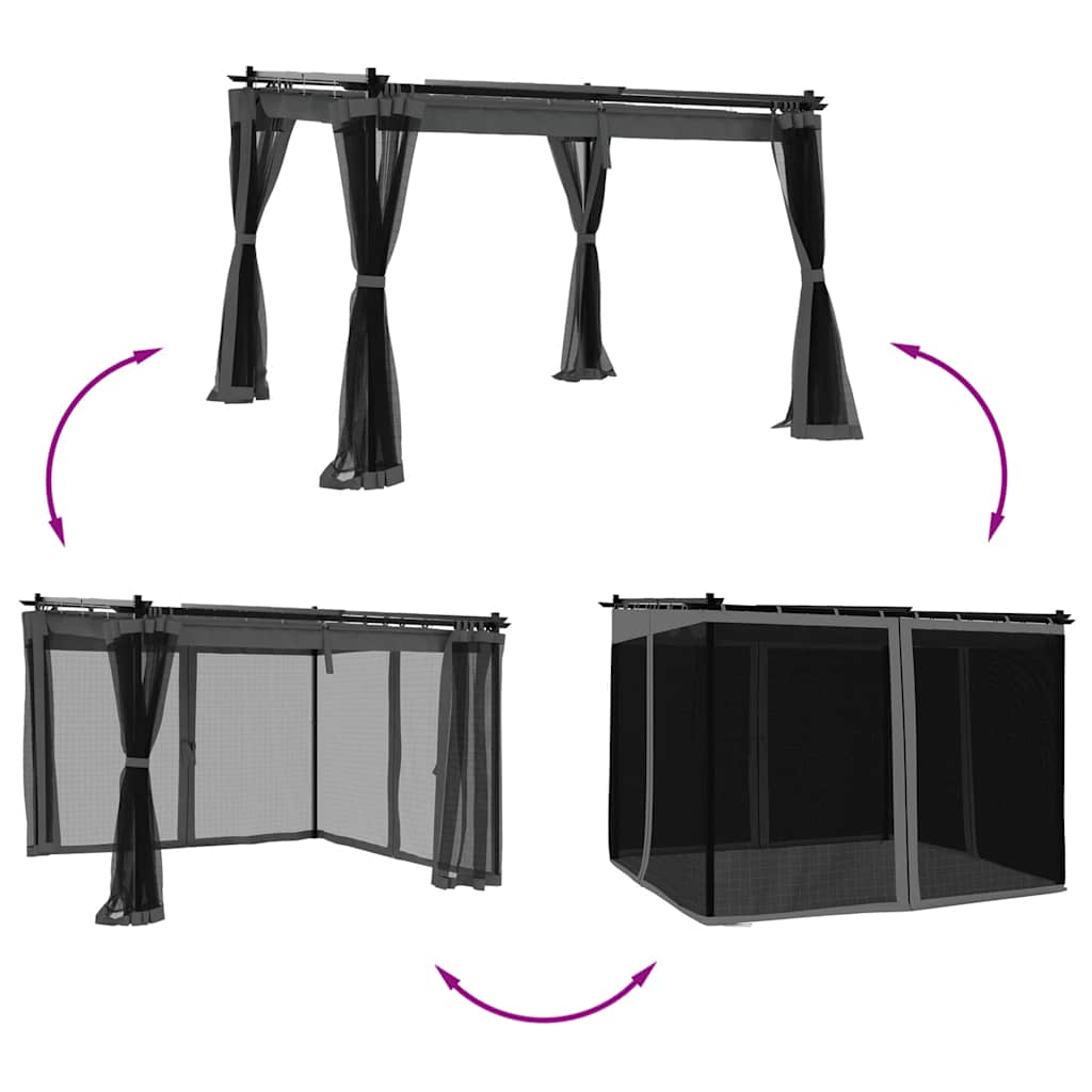 vidaXL Gazebo with Mesh Walls Anthracite 3x3 m Steel