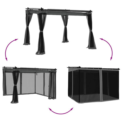 vidaXL Gazebo with Mesh Walls Anthracite 3x3 m Steel