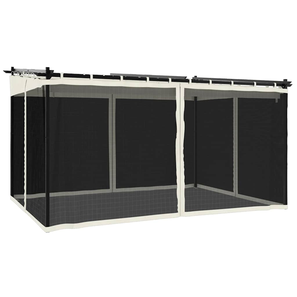 vidaXL Gazebo with Mesh Walls Cream 4x3 m Steel