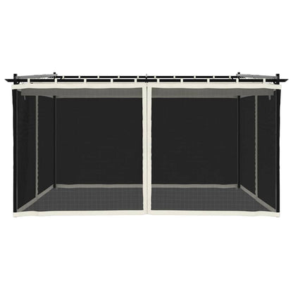 vidaXL Gazebo with Mesh Walls Cream 4x3 m Steel