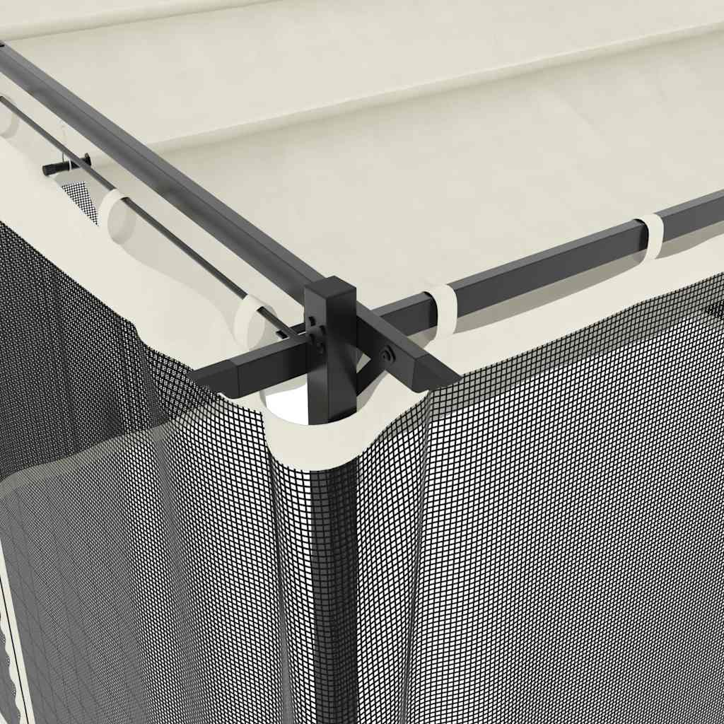 vidaXL Gazebo with Mesh Walls Cream 4x3 m Steel