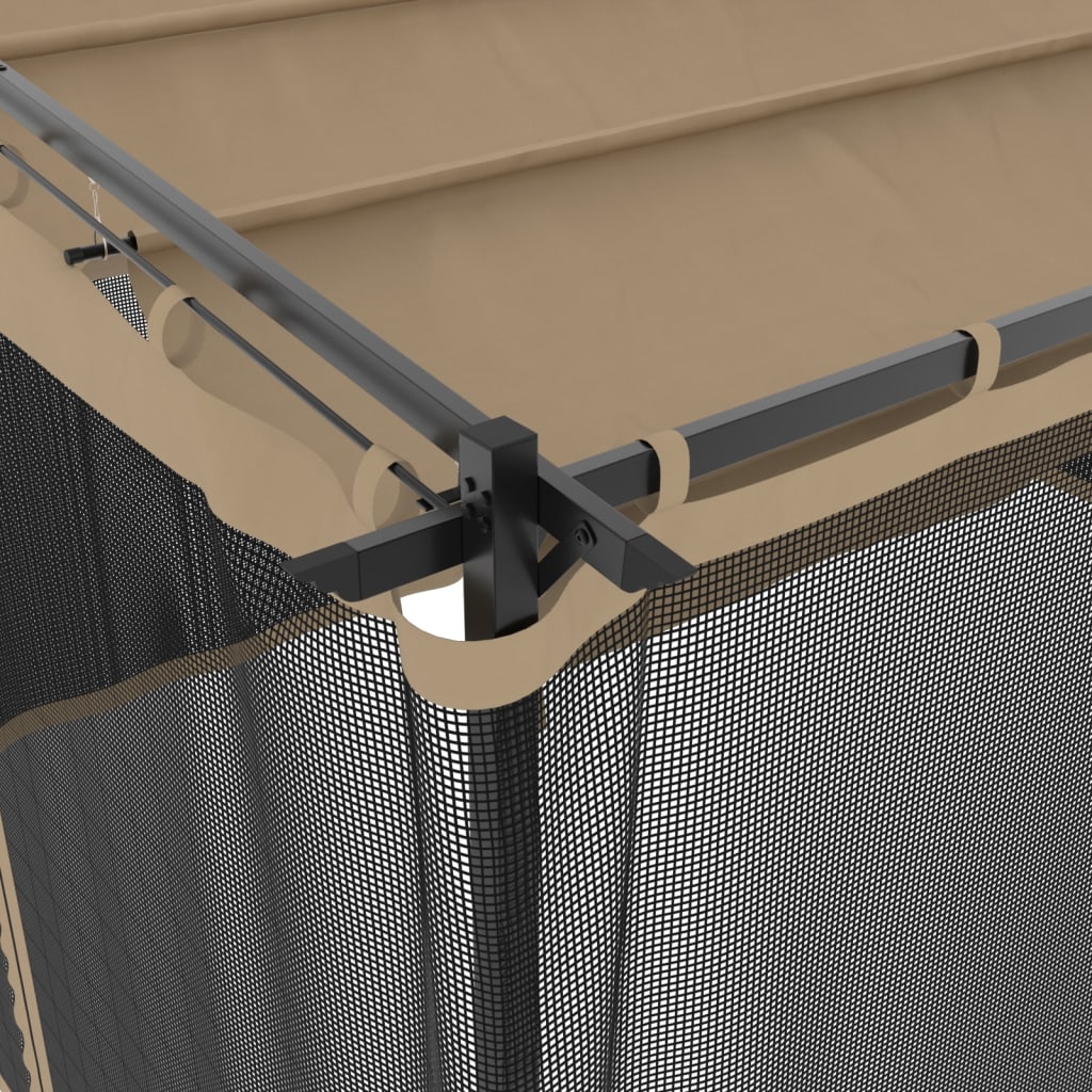 vidaXL Gazebo with Mesh Walls Taupe 4x3 m Steel