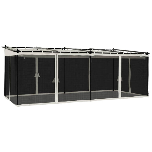 vidaXL Gazebo with Mesh Walls Cream 6x3 m Steel