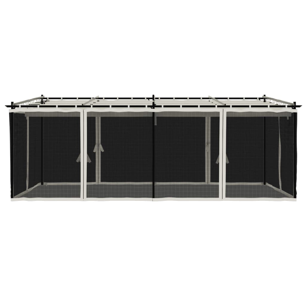 vidaXL Gazebo with Mesh Walls Cream 6x3 m Steel