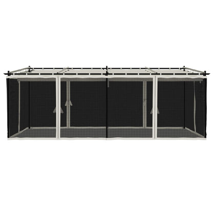 vidaXL Gazebo with Mesh Walls Cream 6x3 m Steel
