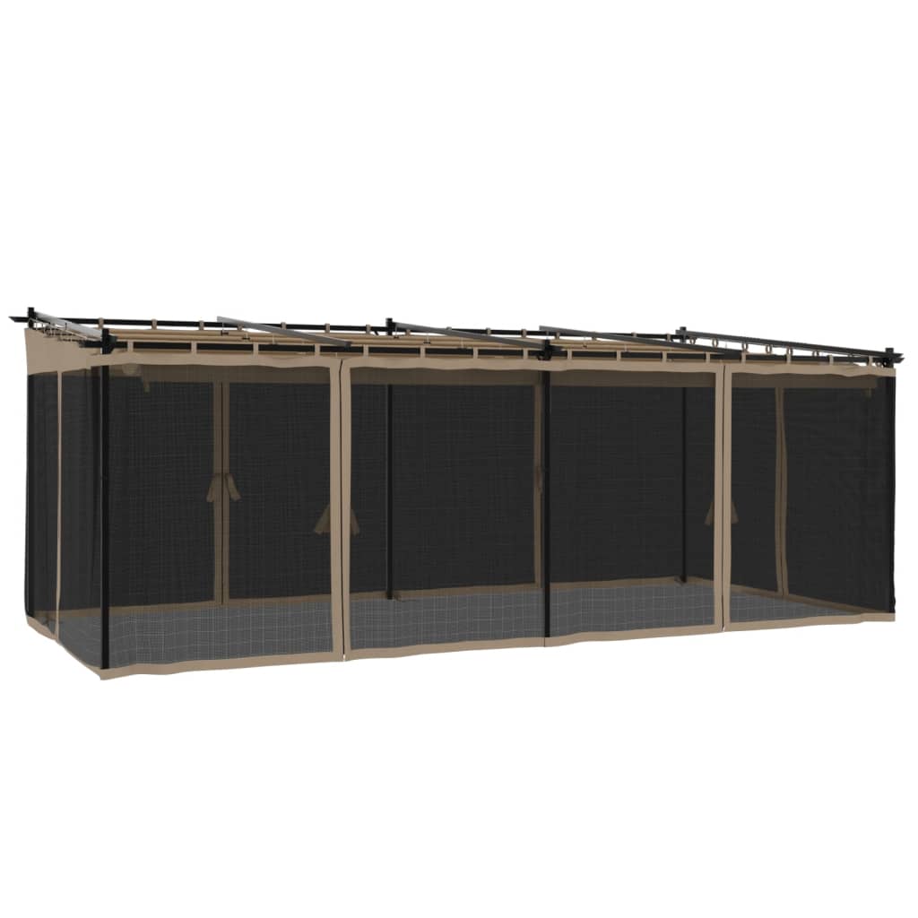 vidaXL Gazebo with Mesh Walls Taupe 6x3 m Steel