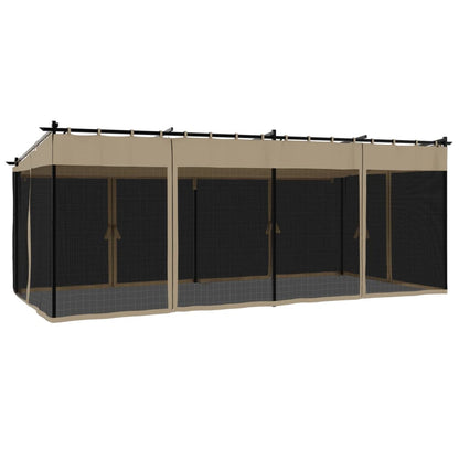 vidaXL Gazebo with Mesh Walls Taupe 6x3 m Steel