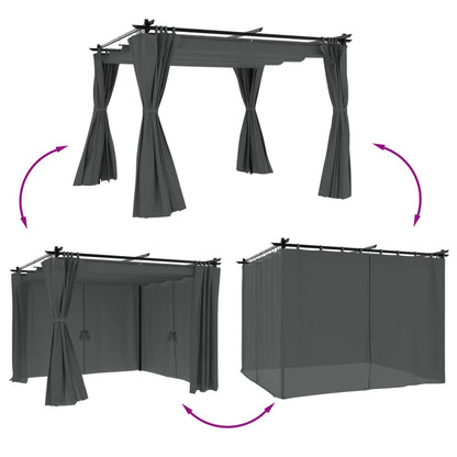 vidaXL Gazebo with Curtains Anthracite 3x3 m Steel