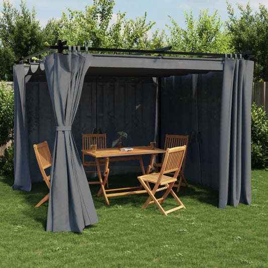 vidaXL Gazebo with Curtains Anthracite 3x3 m Steel