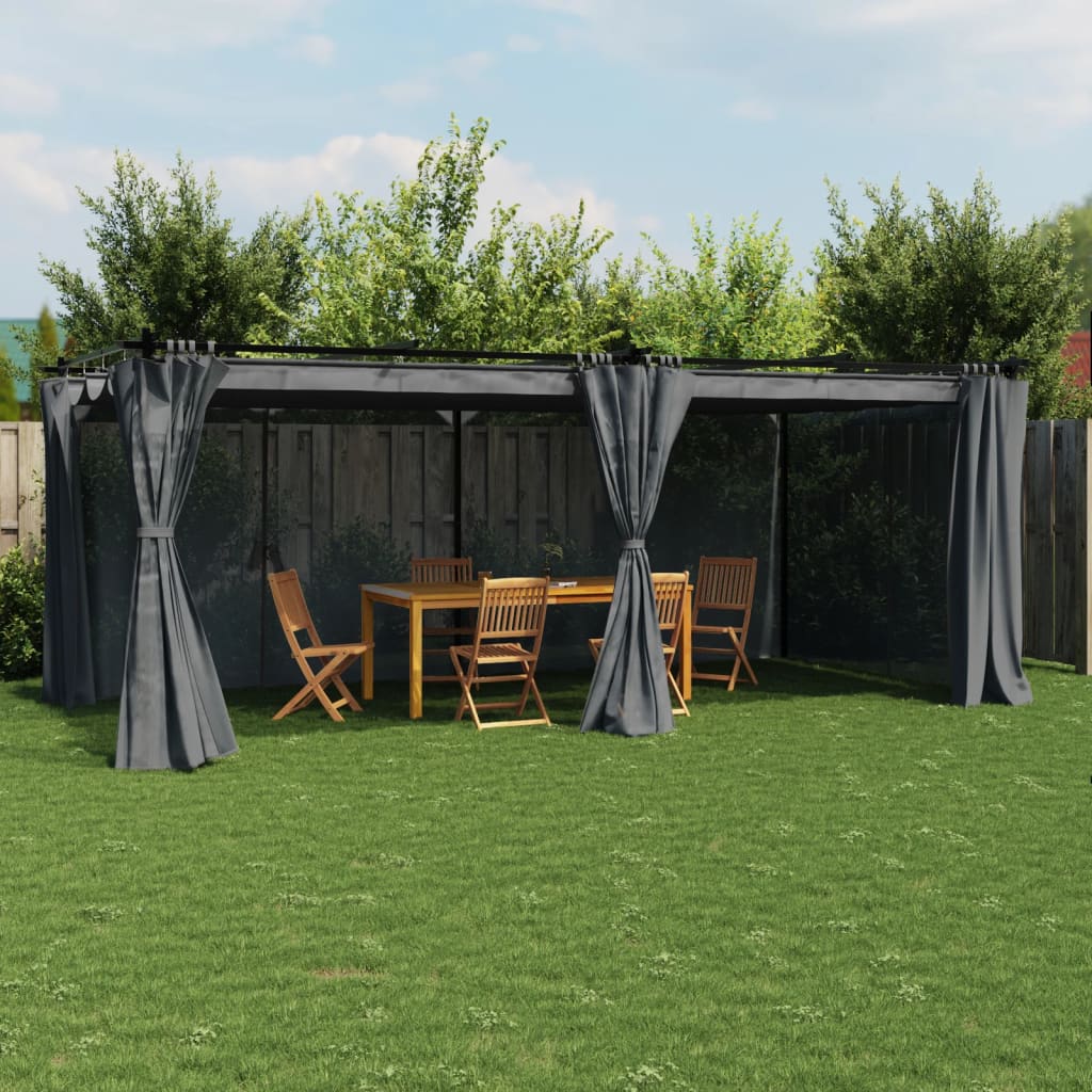 vidaXL Gazebo with Curtains Anthracite 6x3 m Steel