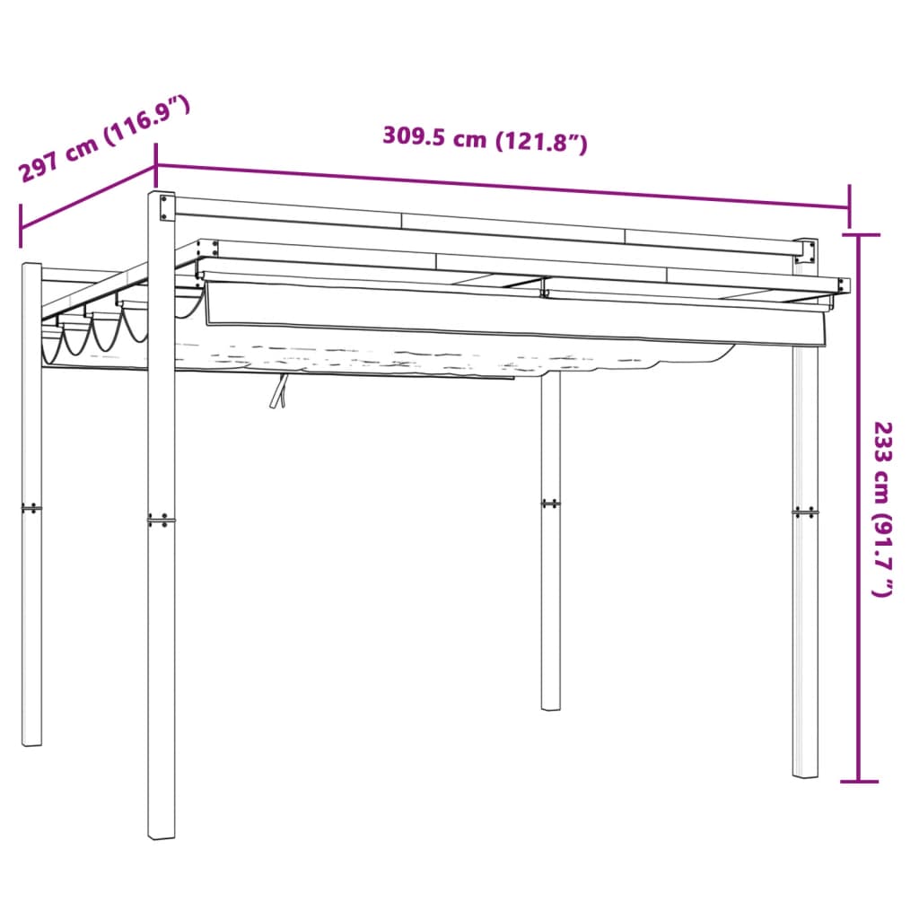 vidaXL Garden Gazebo with Retractable Roof Cream 3x3 m Aluminium