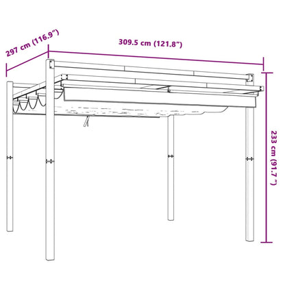vidaXL Garden Gazebo with Retractable Roof Cream 3x3 m Aluminium