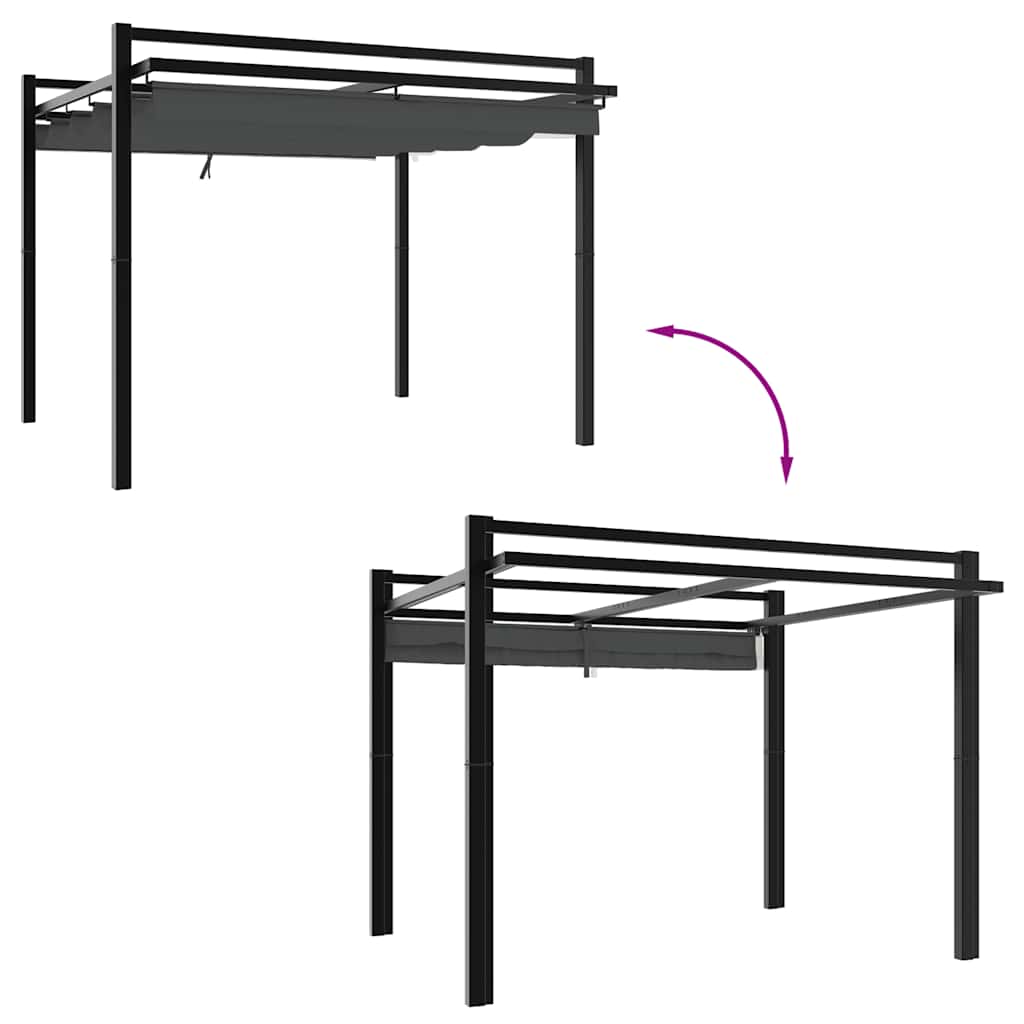 vidaXL Garden Gazebo with Retractable Roof Anthracite 3x3 m Aluminium