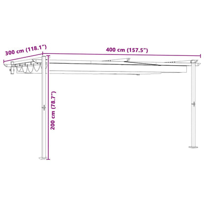 vidaXL Gazebo 400 x 300 x 200 cm Anthracite Polyester