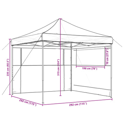 vidaXL Foldable Party Tent Pop-Up with 2 Sidewalls Brown