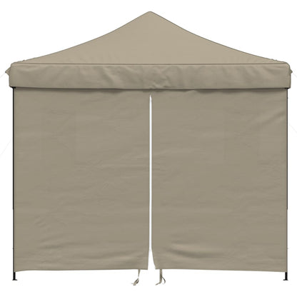 vidaXL Foldable Party Tent Pop-Up with 4 Sidewalls Taupe